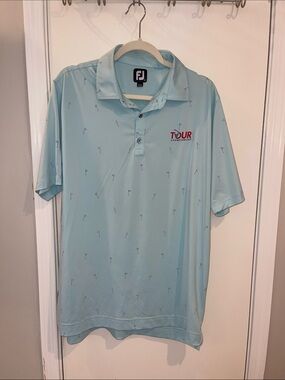 FootJoy Men’s Light Blue Golf Polo with Tour Championship Logo